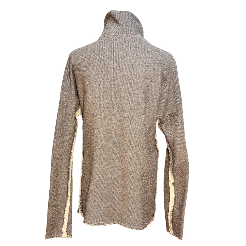 Nation LTD Gray Black Raw Edge Funnel Collar Asymmetric French Terry Cardigan XS - Picture 6 of 10
